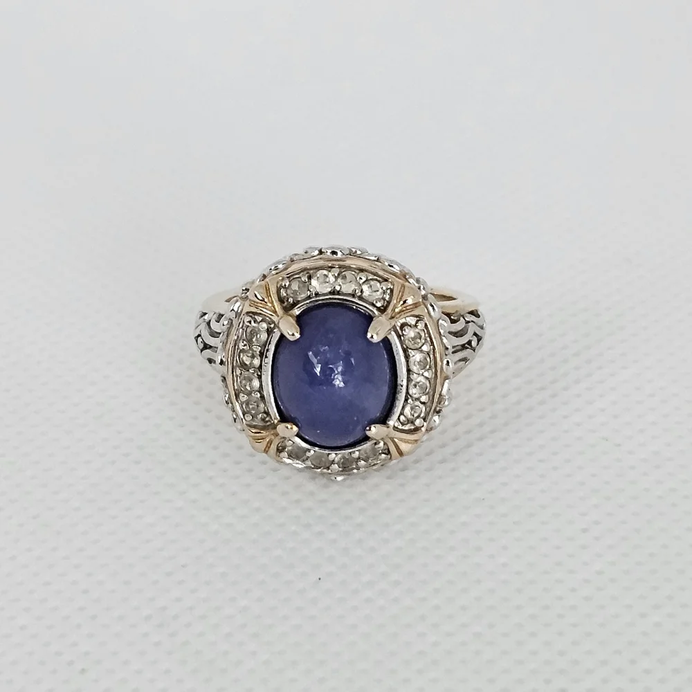 Genuine Iolite & Topaz Victoria Wieck Ring In 18k over Sterling Silver Sz 8 - Picture 3 of 7
